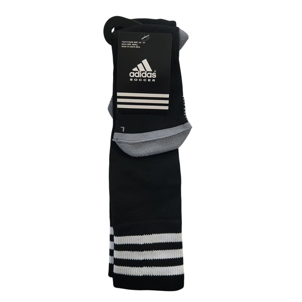 Adidas Soccer Youth Black Sock Small 3 Stripe Shoe‎ Size 13C 4Y New